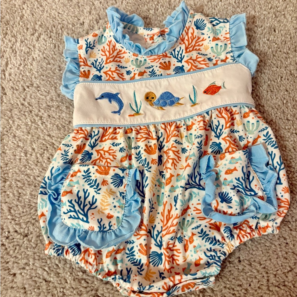 Colorful Baby Romper with Sea Life Design